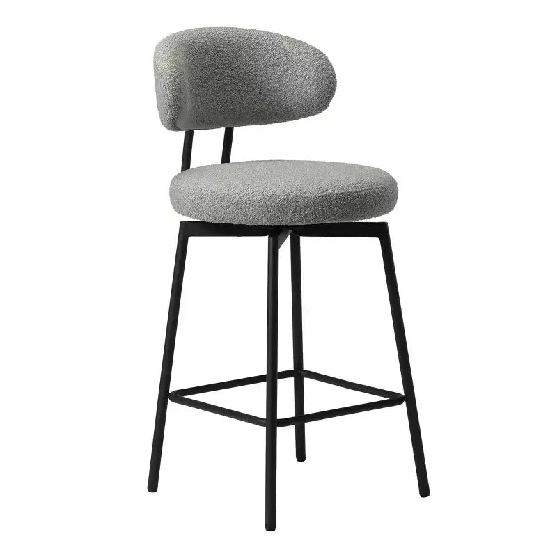 Tabourets de bar modernes à hauteur de comptoir en tissu imitation peau de mouton avec dossier (lot de 2)