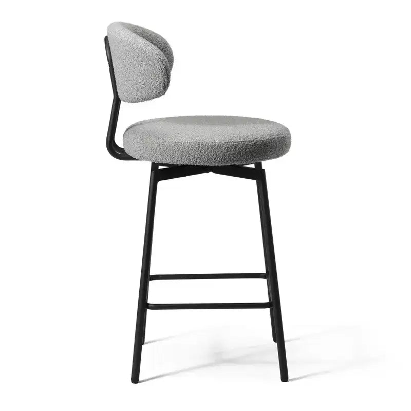Tabourets de bar modernes à hauteur de comptoir en tissu imitation peau de mouton avec dossier (lot de 2)