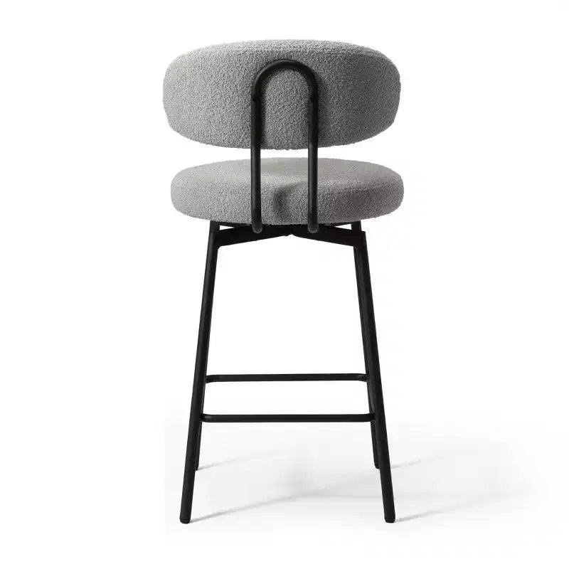 Tabourets de bar modernes à hauteur de comptoir en tissu imitation peau de mouton avec dossier (lot de 2)