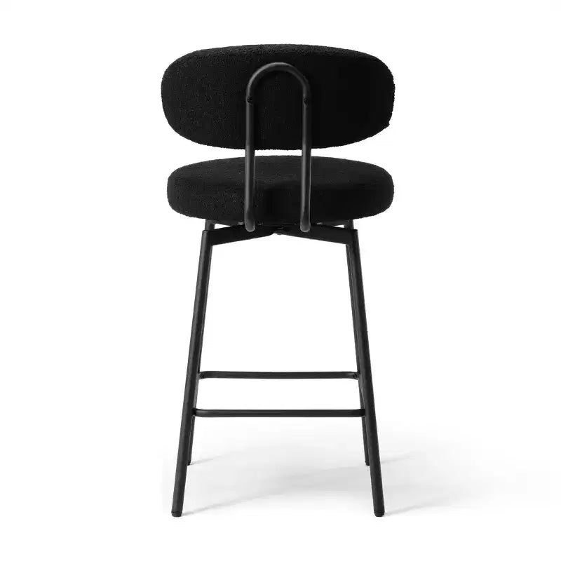 Tabourets de bar modernes à hauteur de comptoir en tissu imitation peau de mouton avec dossier (lot de 2)