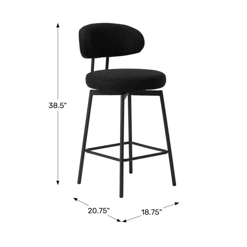 Tabourets de bar modernes à hauteur de comptoir en tissu imitation peau de mouton avec dossier (lot de 2)