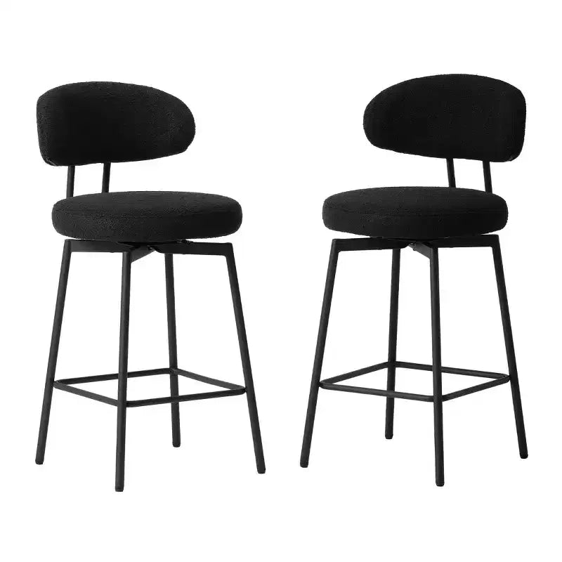 WestinTrends Alexandria Modern Upholstered Faux Shearling Fabric Counter Height Bar Stools with Back (Set of 2
