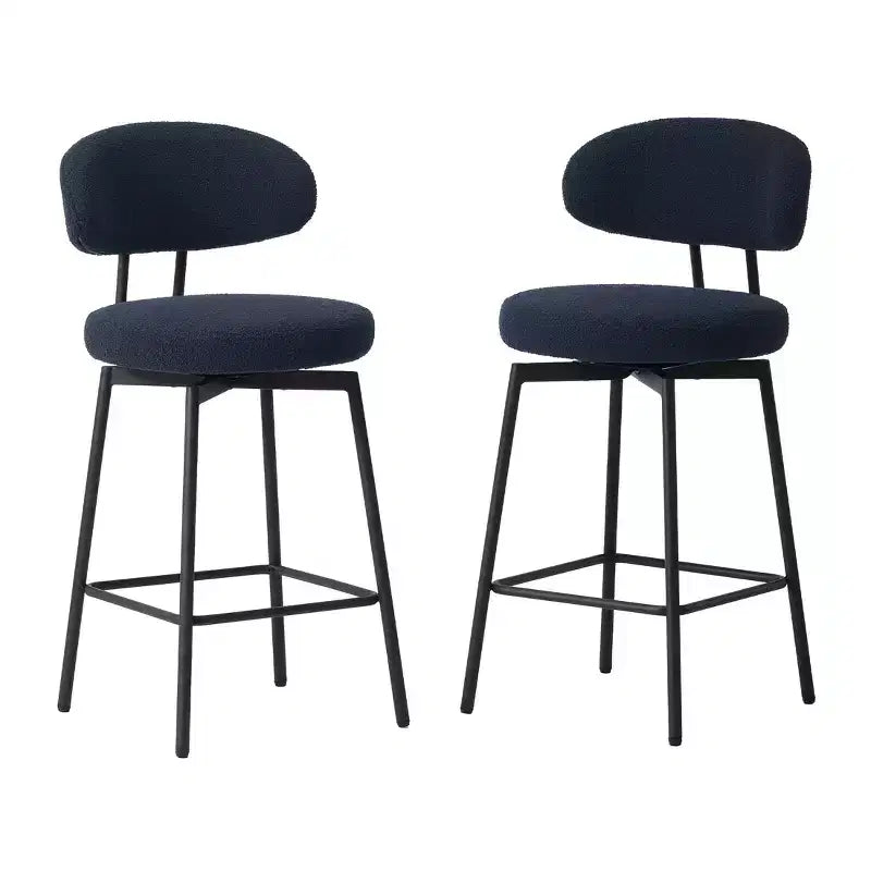 Tabourets de bar modernes à hauteur de comptoir en tissu imitation peau de mouton avec dossier (lot de 2)