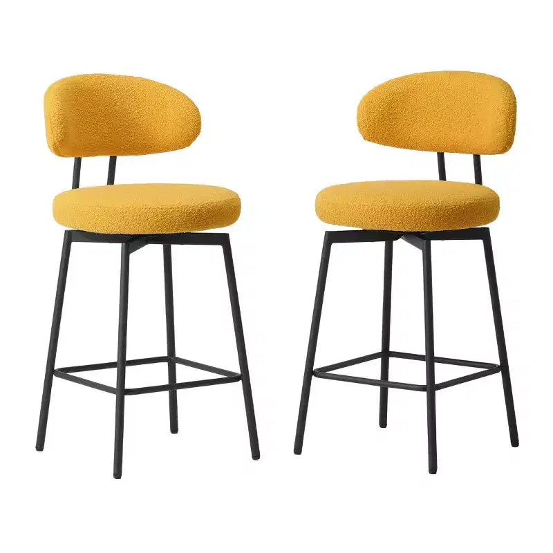 Tabourets de bar modernes à hauteur de comptoir en tissu imitation peau de mouton avec dossier (lot de 2)