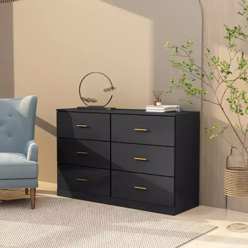 9/6-Drawer Dresser for Bedroom, Bedroom Dresser Wide Chest of Drawers with Golden Handles - ModernLuxe