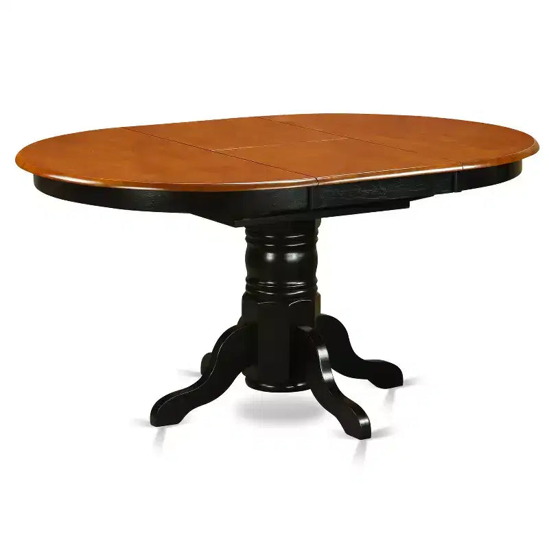 HomeStock Belmont, Ensemble de salle à manger ovale 7 pièces avec table à piédestal et chaises sans accoudoirs, Noir