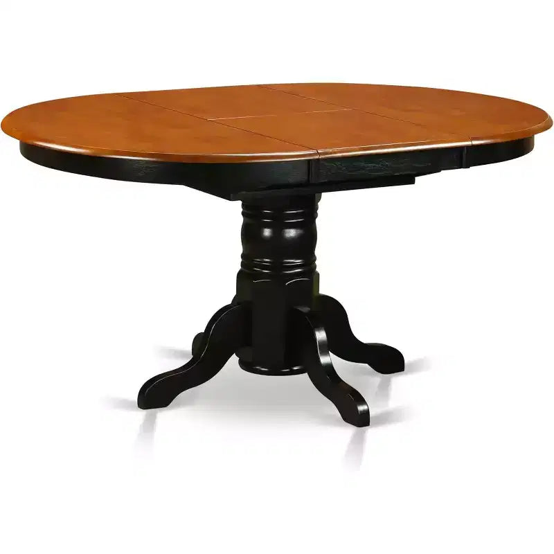 HomeStock Belmont, Ensemble de salle à manger ovale 7 pièces avec table à piédestal et chaises sans accoudoirs, Noir