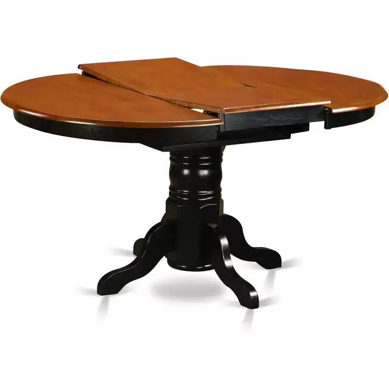 HomeStock Belmont, Ensemble de salle à manger ovale 7 pièces avec table à piédestal et chaises sans accoudoirs, Noir