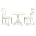 HomeStock Belmont Kitchen Table Set- Table Plus 2 Dining Chairs, Linen White
