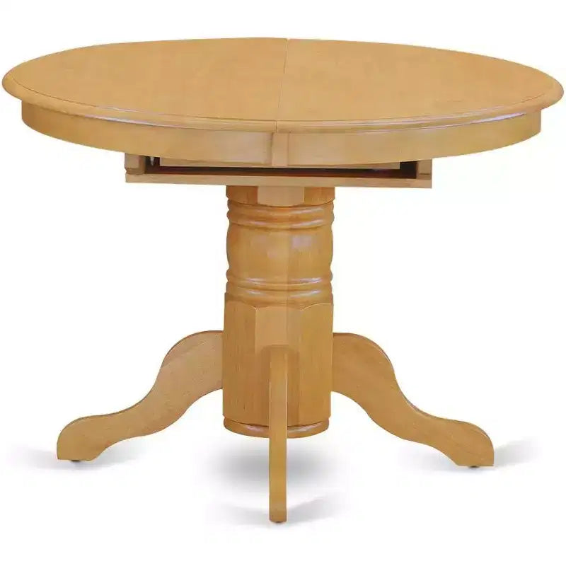 HomeStock Belmont Table de salle à manger ovale 7 pièces 42/60 avec rallonge papillon de 18 po et 6 chaises Parson avec pieds en chêne et tissu en lin fauve clair