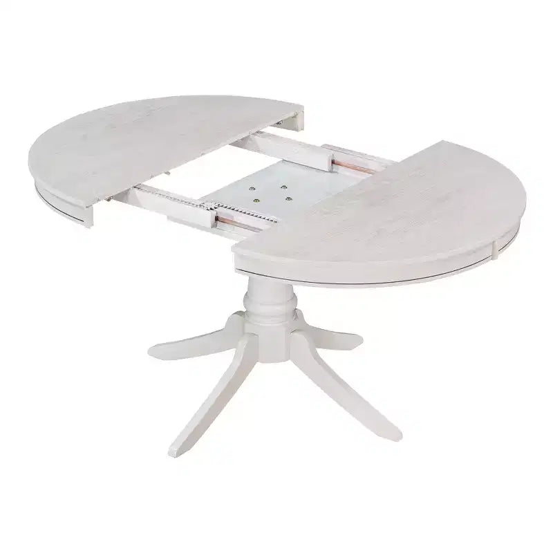 Ensemble Table à Manger Ronde Extensible pour 4, Style Ferme, avec 4 Chaises Rembourrées