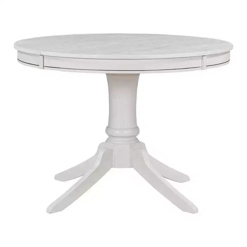 Ensemble Table à Manger Ronde Extensible pour 4, Style Ferme, avec 4 Chaises Rembourrées