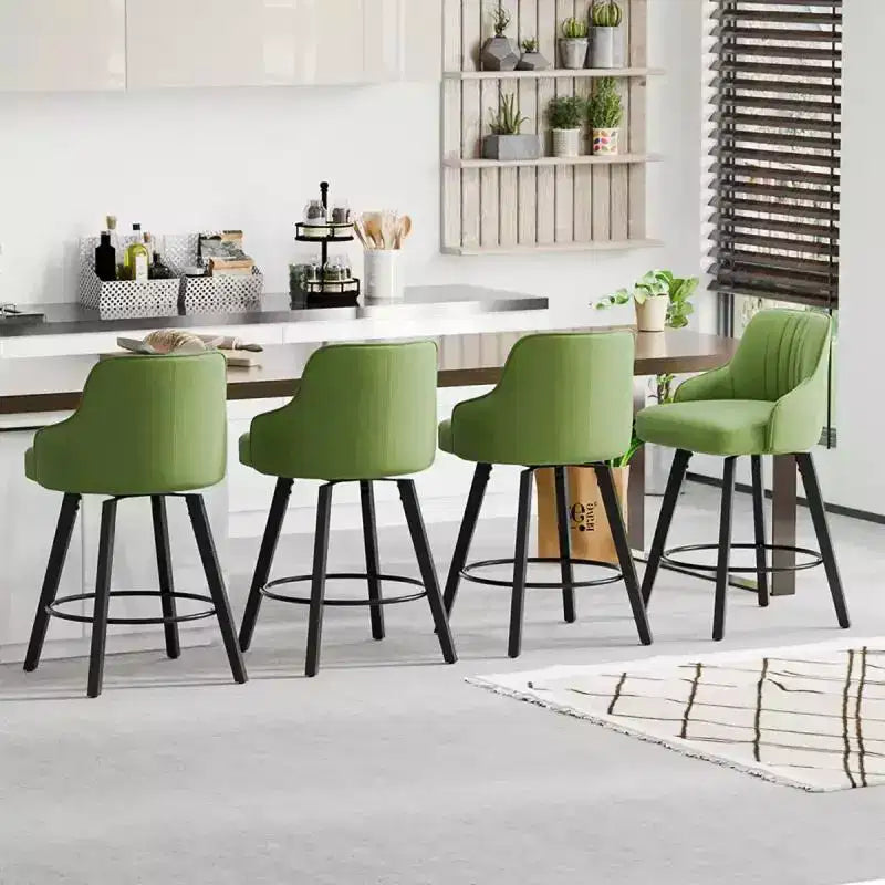 Tabouret de bar moderne avec pieds en bois, coussin épais et rotation à 360°