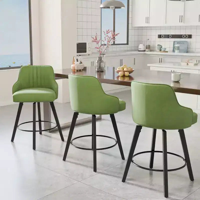 Tabouret de bar moderne avec pieds en bois, coussin épais et rotation à 360°