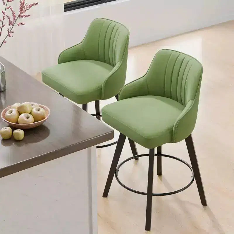 Tabouret de bar moderne avec pieds en bois, coussin épais et rotation à 360°
