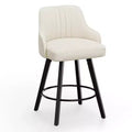 Thick Padded Cushion Wood Legs Modern Bar Stool With 360 Rotation