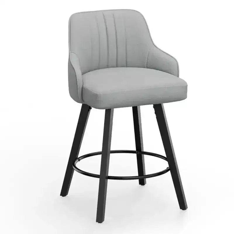 Tabouret de bar moderne avec pieds en bois, coussin épais et rotation à 360°