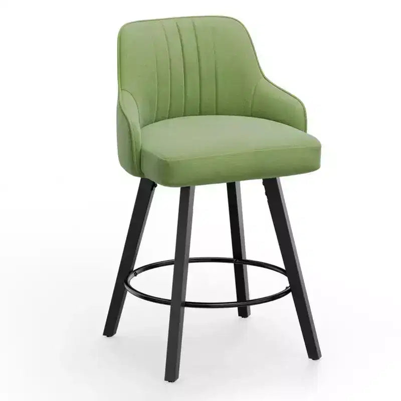 Tabouret de bar moderne avec pieds en bois, coussin épais et rotation à 360°