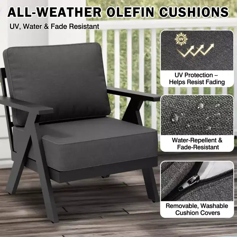 Ensemble de mobilier de jardin moderne EAGLE PEAK Urban Slate 7 pièces : canapé, fauteuils de patio, table basse et table d'appoint