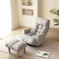 GDFStudio Sorrel Modern 360 Swivel Linen Upholstered Chair with Adjustable Backrest and Ottoman