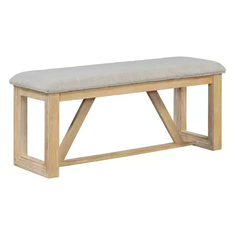 Ensemble de salle à manger GDFStudio Monica 6 pièces avec table en bois de 152 cm et chaises et banc rembourrés