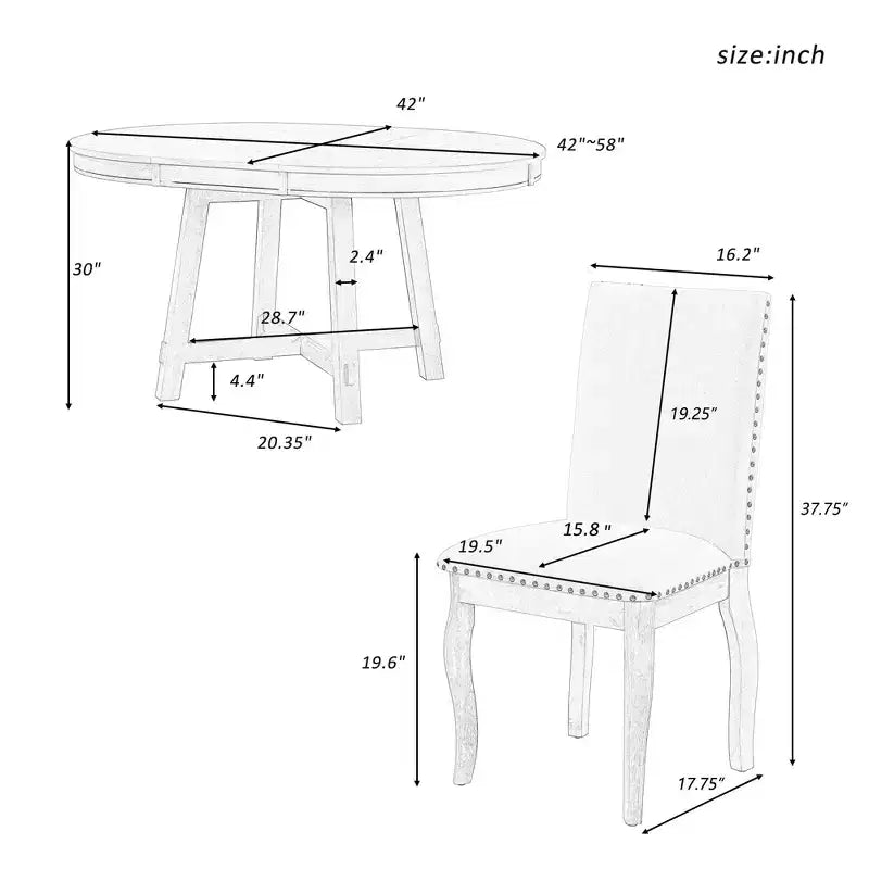 Ensemble de salle à manger 5 pièces Dana de GDFStudio avec table ronde extensible et chaises rembourrées