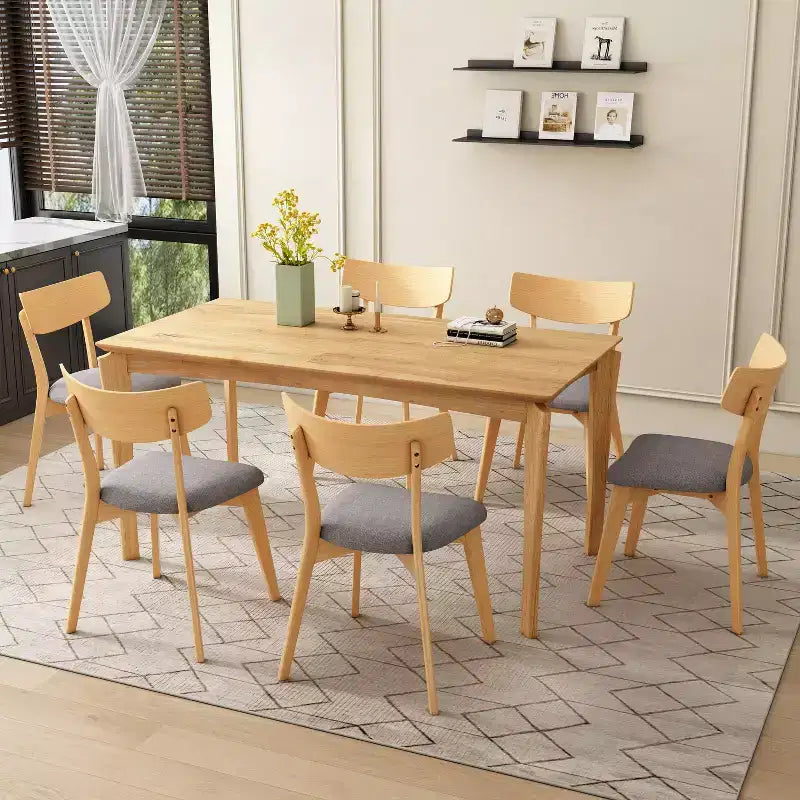 Christopher Knight Home Adrian Mid-Century Modern 7-Piece Wood Dining Table Set with Upholstered Dining Chairs