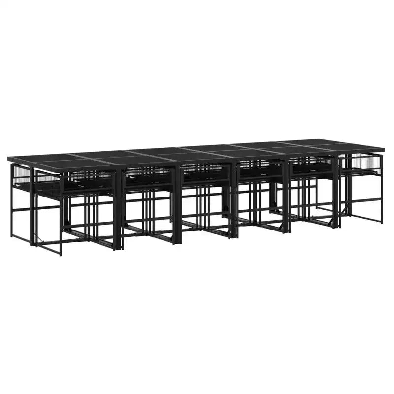 vidaXL Ensemble de salle à manger de patio avec coussins Table et chaise d'extérieur en résine tressée noire