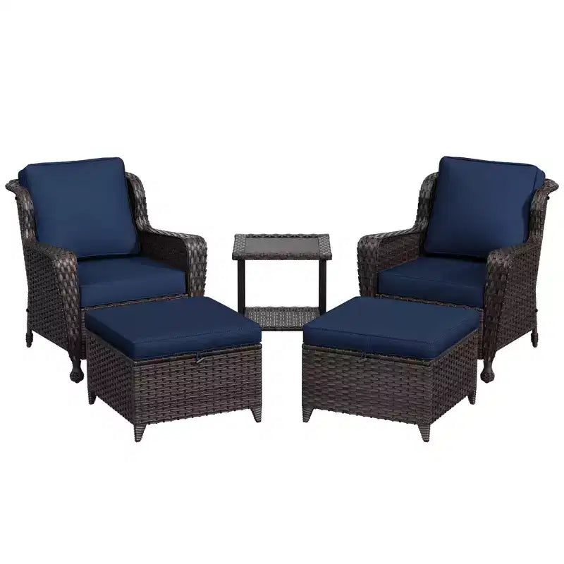 Ensemble de conversation en rotin de 5 pièces pour patio UPTIOT avec table d'appoint