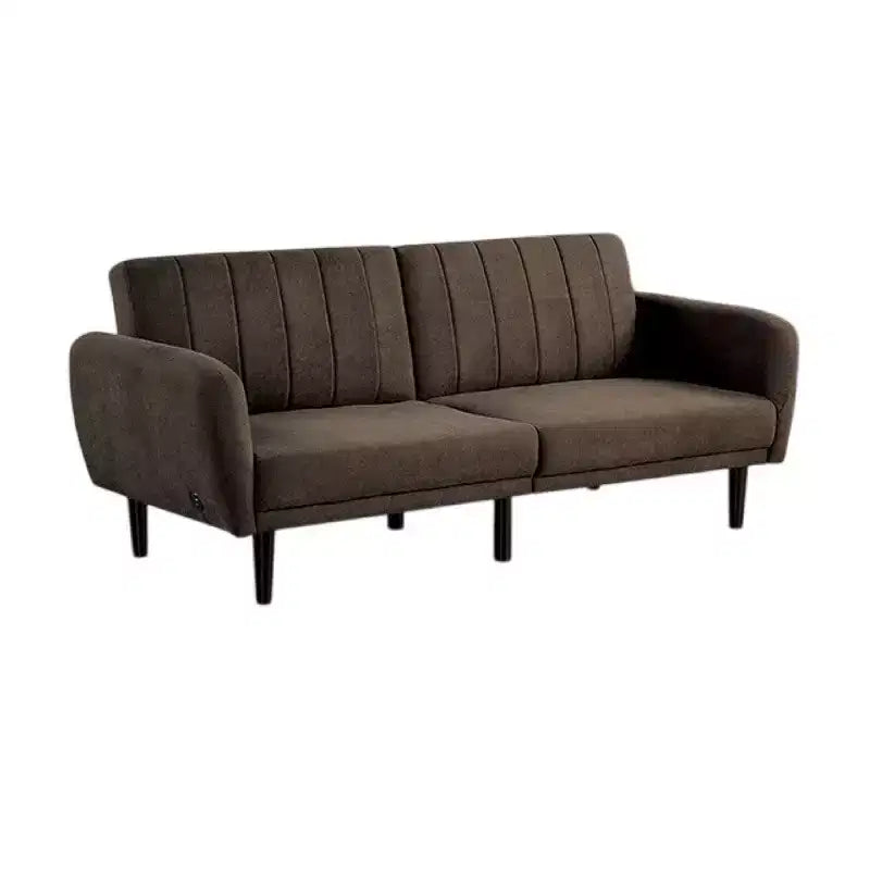 Canapé-lit futon pliant Royal Hampton, marron foncé, dossier capitonné rétro