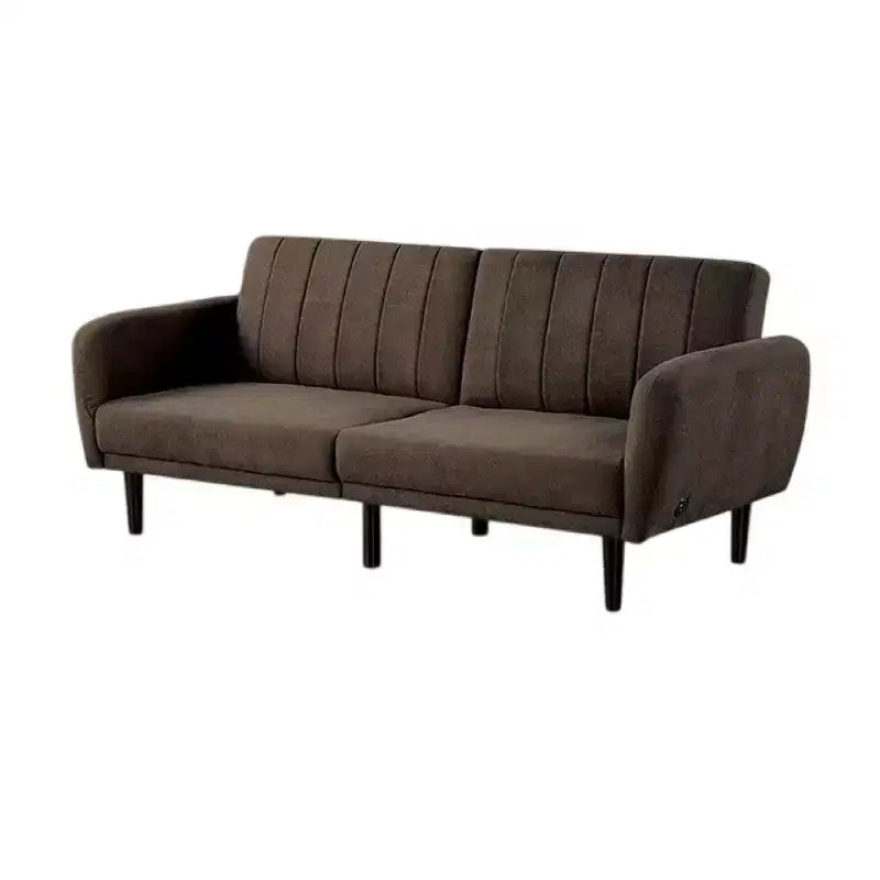 Canapé-lit futon pliant Royal Hampton, marron foncé, dossier capitonné rétro