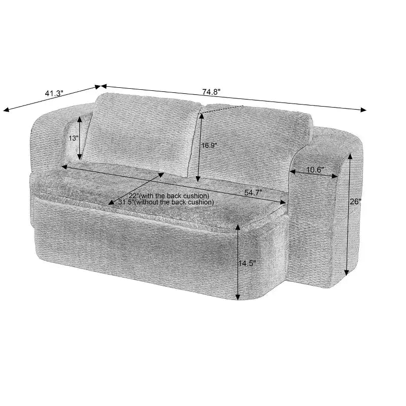 Canapé-lit futon pliable convertible moderne Okak pour salon ou chambre, canapé profond avec dossier confortable et couverture coussinée