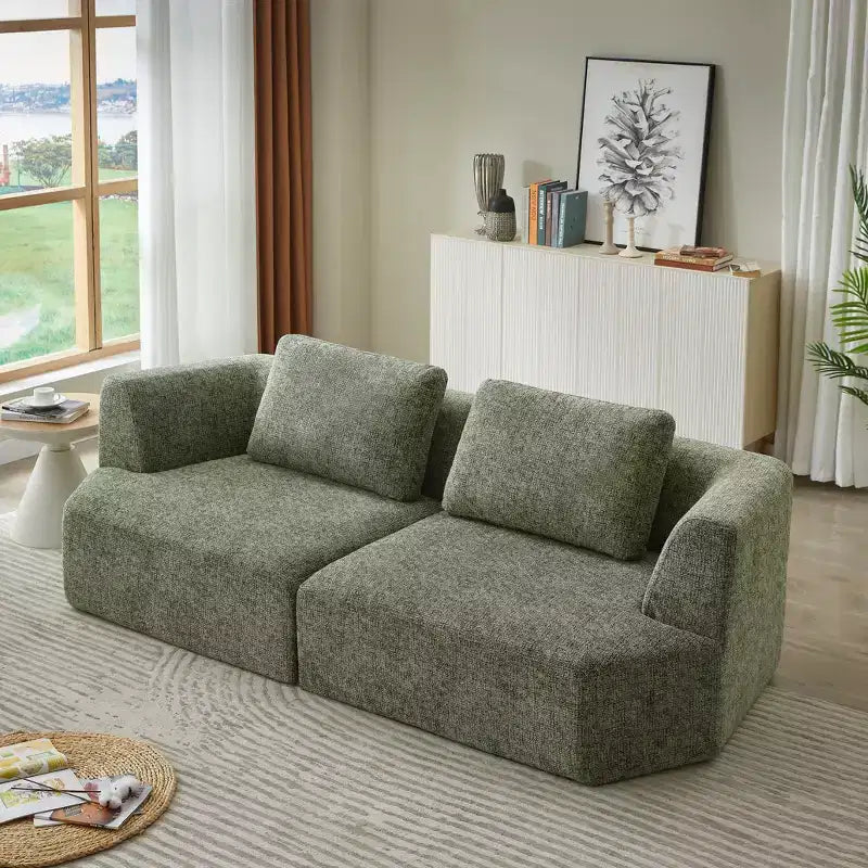 Canapé-lit futon pliable convertible moderne Okak pour salon ou chambre, canapé profond avec dossier confortable et couverture coussinée