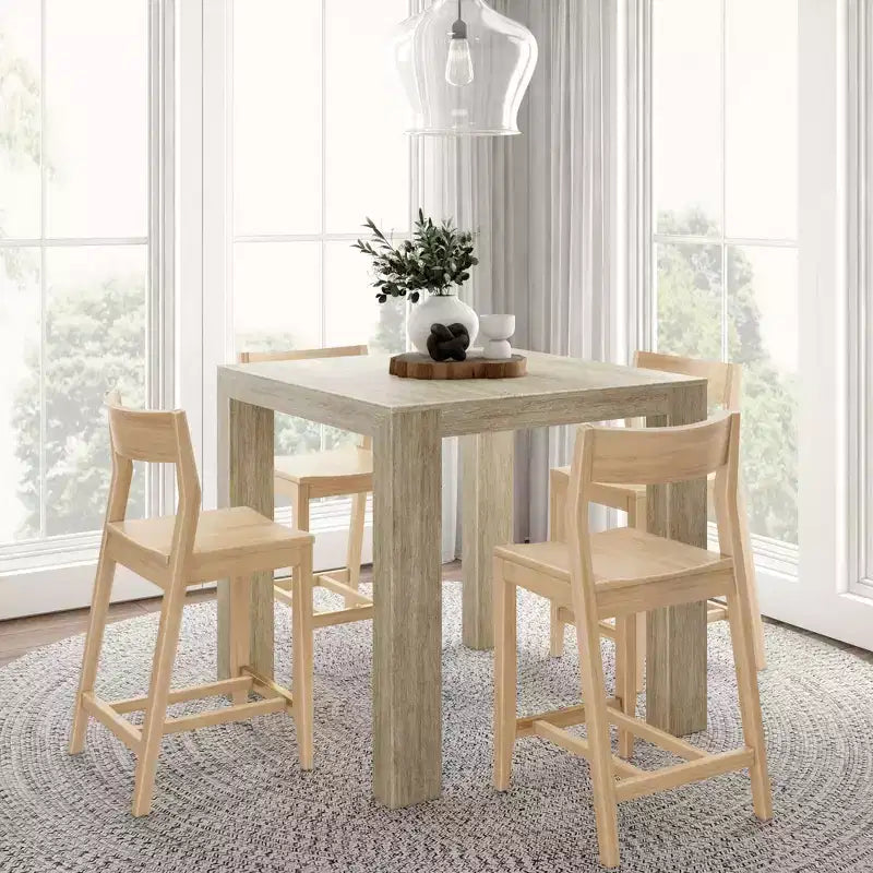 Table haute de comptoir moderne Plank and Beam + 2 chaises de comptoir modernes (paquet de 2)