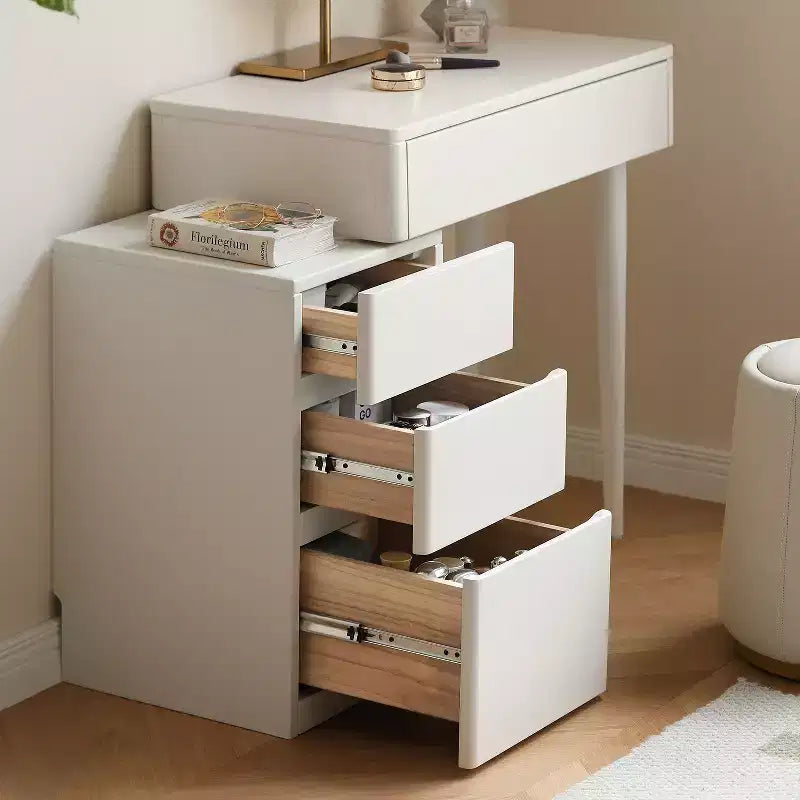 Coiffeuse moderne en bois GDFStudio Soren avec 4 tiroirs et tabouret
