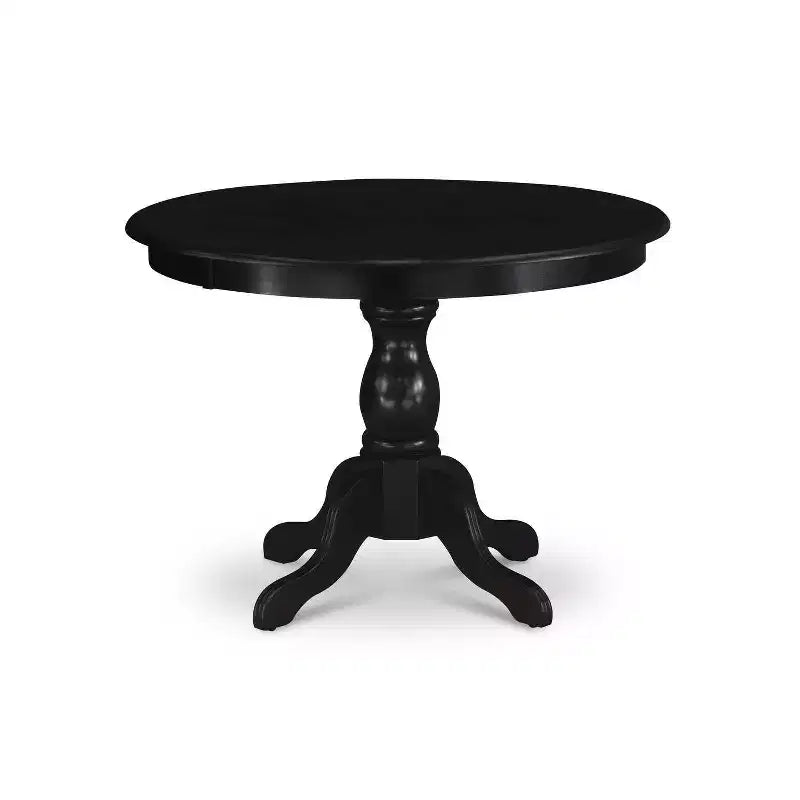Table à manger 5 pièces en bois massif à finition brossée noire avec 4 chaises avec