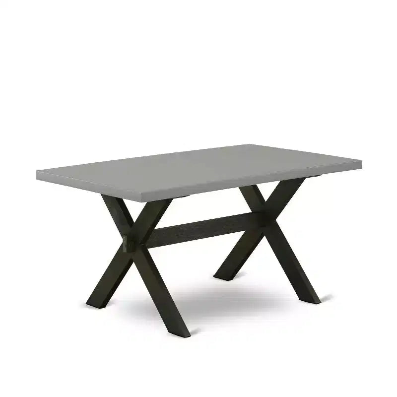 HomeStock Ensemble de salle à manger 5 pièces en chêne naturel avec table rectangulaire à plateau en bois massif et 4 chaises rembourrées