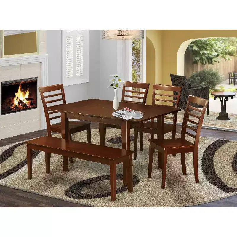 Ensemble de table de cuisine style côtier - Table à manger avec chaises et banc - Ensemble de salle à manger moderne pour la maison
