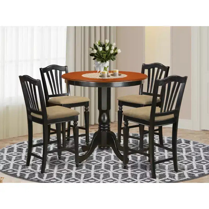 Ensemble Table et Chaises de Cuisine - Table ronde et 4 chaises