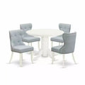 HomeStock 5-Piece Buttermilk & Cherry Finish Solid Wood Top Dining Table with 4 Parson Chair