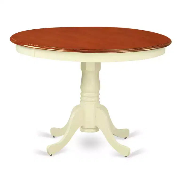 Ensemble de salle à manger HomeStock 3 pièces, table avec plateau en bois massif au fini babeurre et cerisier et 2 chaises