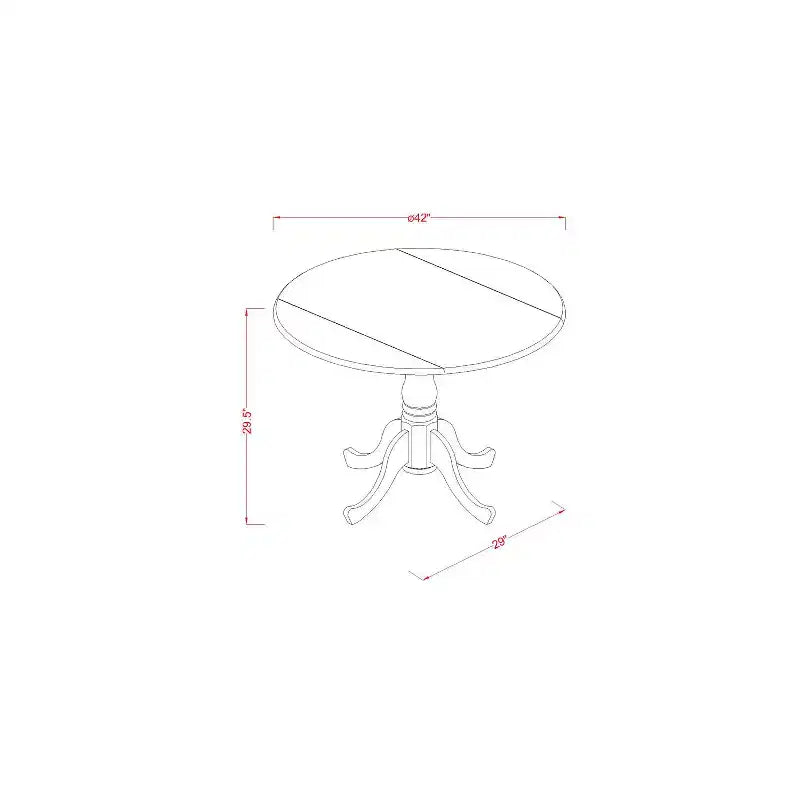 Ensemble table et chaises de salle à manger ronde - Ensemble 3 pièces pour cuisine, 107 cm, finition cerisier noir