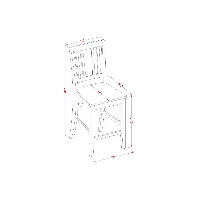 Ensemble de salle à manger hauteur comptoir 7 pièces - Table de cuisine et 6 chaises - Style sud-ouest - 36x60 pouces