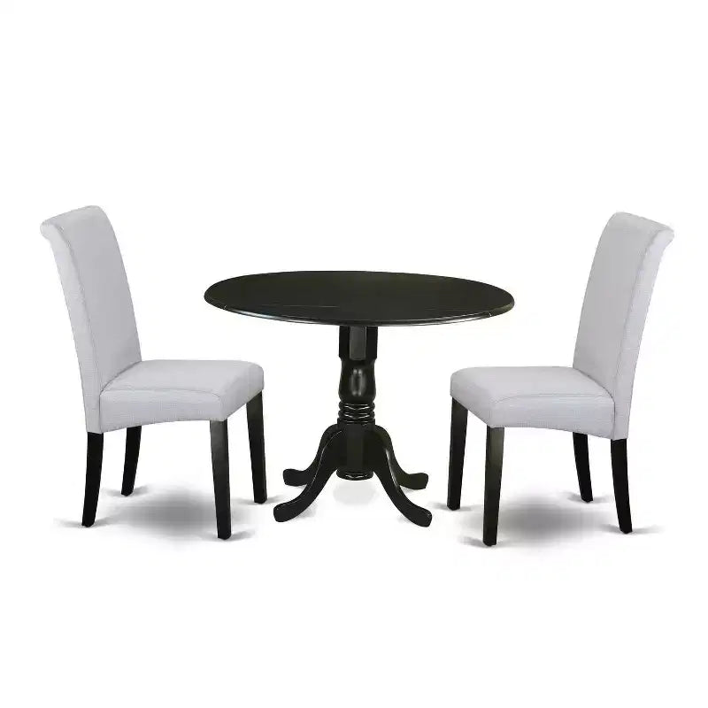 Kitchen Table Set 3 Piece Round Dining Table & Chairs Nordic Modern Design 42 Inch
