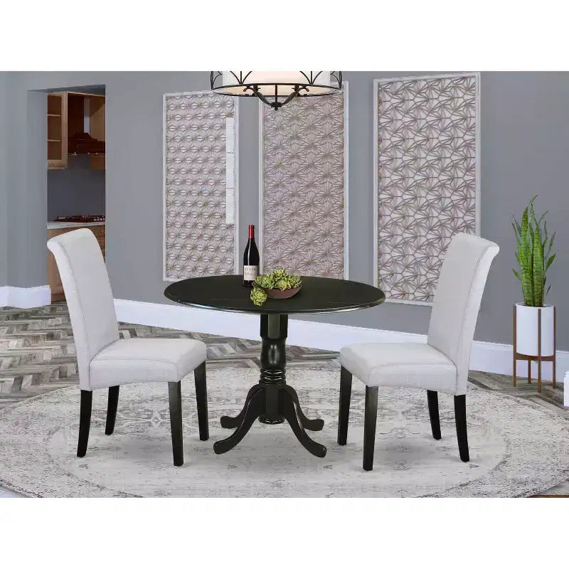 Ensemble table et chaises de cuisine 3 pièces Table à manger ronde et chaises Design nordique moderne 107 cm