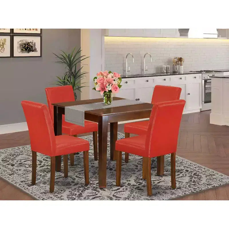 Ensemble de salle à manger moderne 5 pièces - Table et chaises style milieu du siècle - Meubles de salle à manger en bois 36x36 pouces