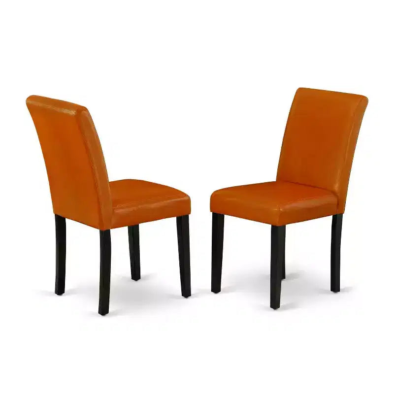 Ensemble de salle à manger côtier 3 pièces, table ronde et 2 chaises - Table 42 po - Similicuir - Pieds noirs - HomeStock