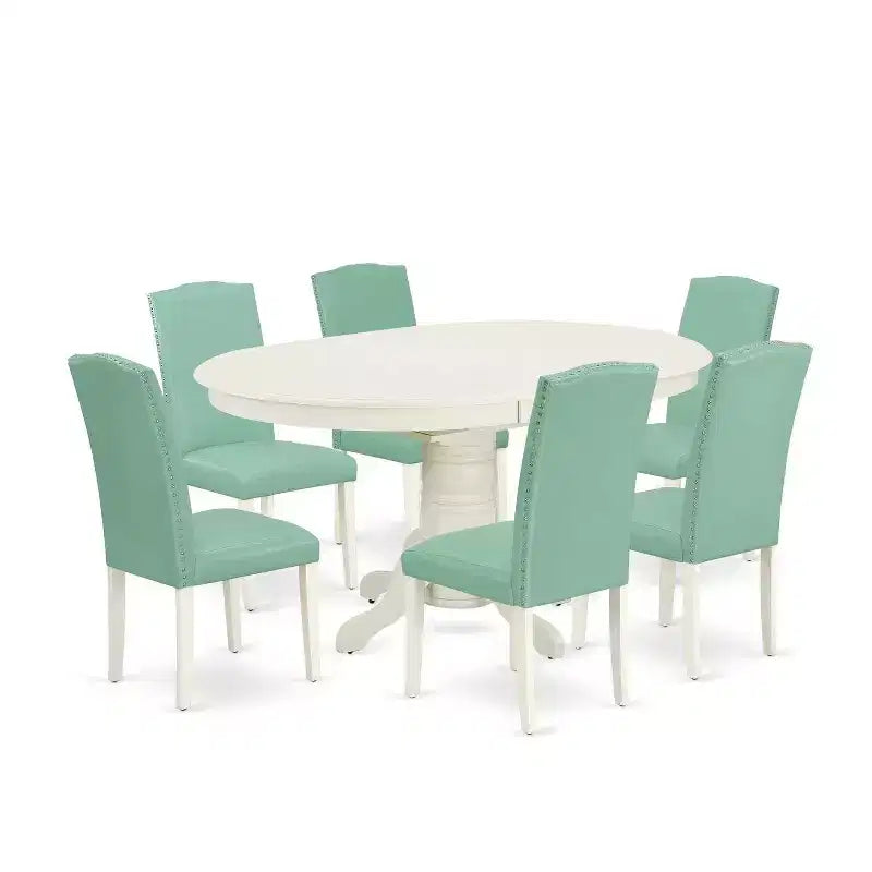 Dinette Set 7Pc Oval Table w/ Leaf & 6 Chairs - Antique Appeal Kitchen Dining Set