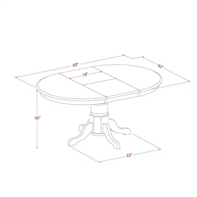 Ensemble de salle à manger 7 pièces Table ovale avec rallonge et 6 chaises - Style ancien pour cuisine