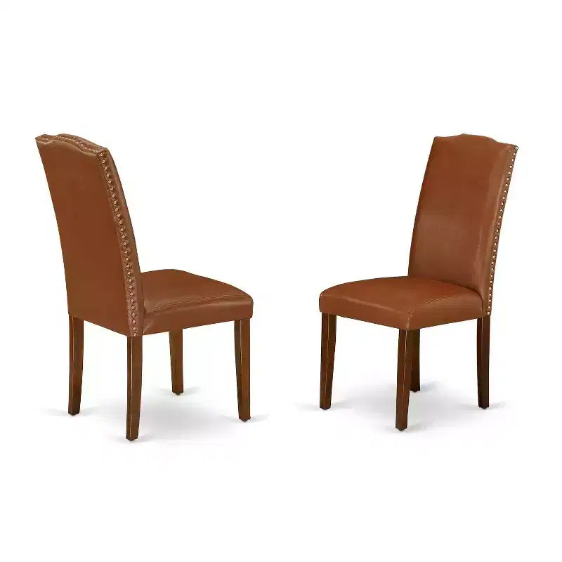 Ensemble de salle à manger rectangulaire - Table 3 pièces avec rallonge papillon et 2 chaises Parsons - Similicuir marron